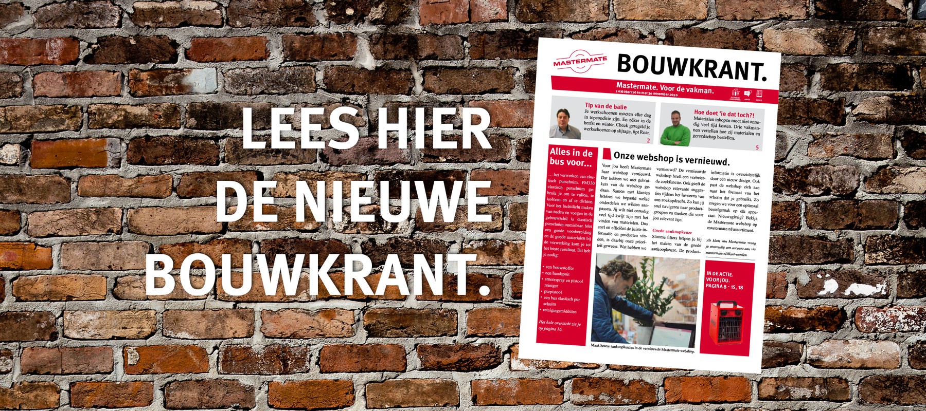 Mastermate Bouwkrant. Voor de vakman.