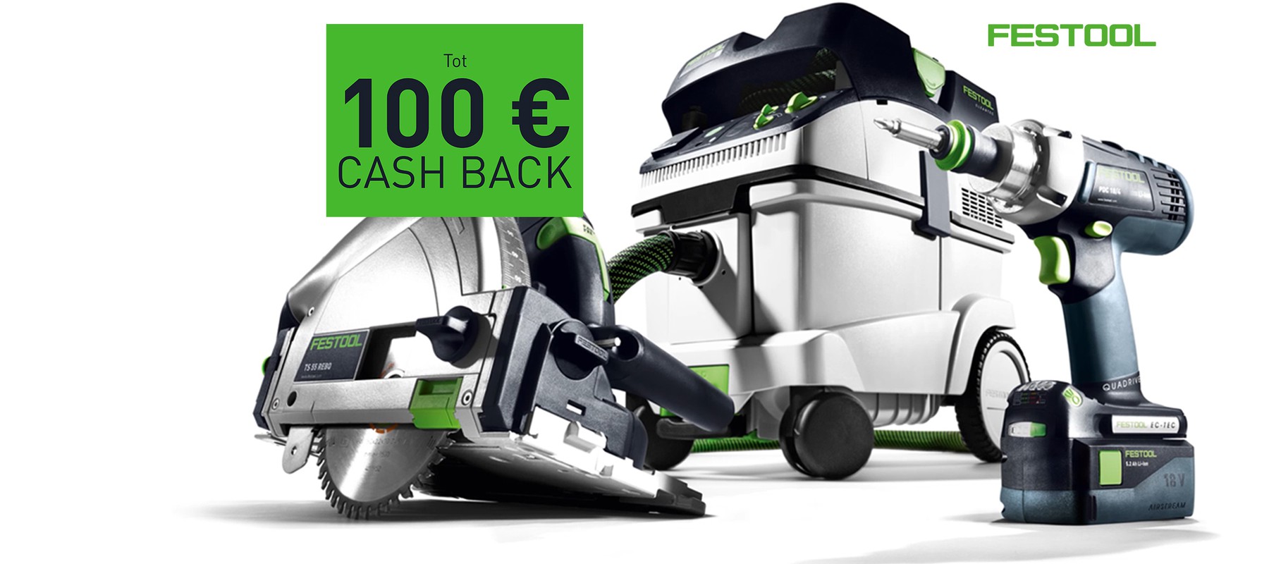 Actie - Tot 100 euro cashback bij Festool